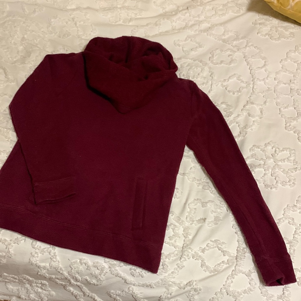 Maroon, loose turtleneck sweater from J.CREW